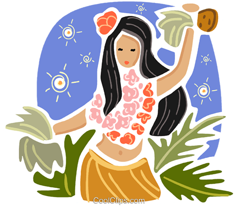 Hawaiian Hula Dancer Royalty Free Vector Clip Art Illustration - Hawaiian (480x420), Png Download