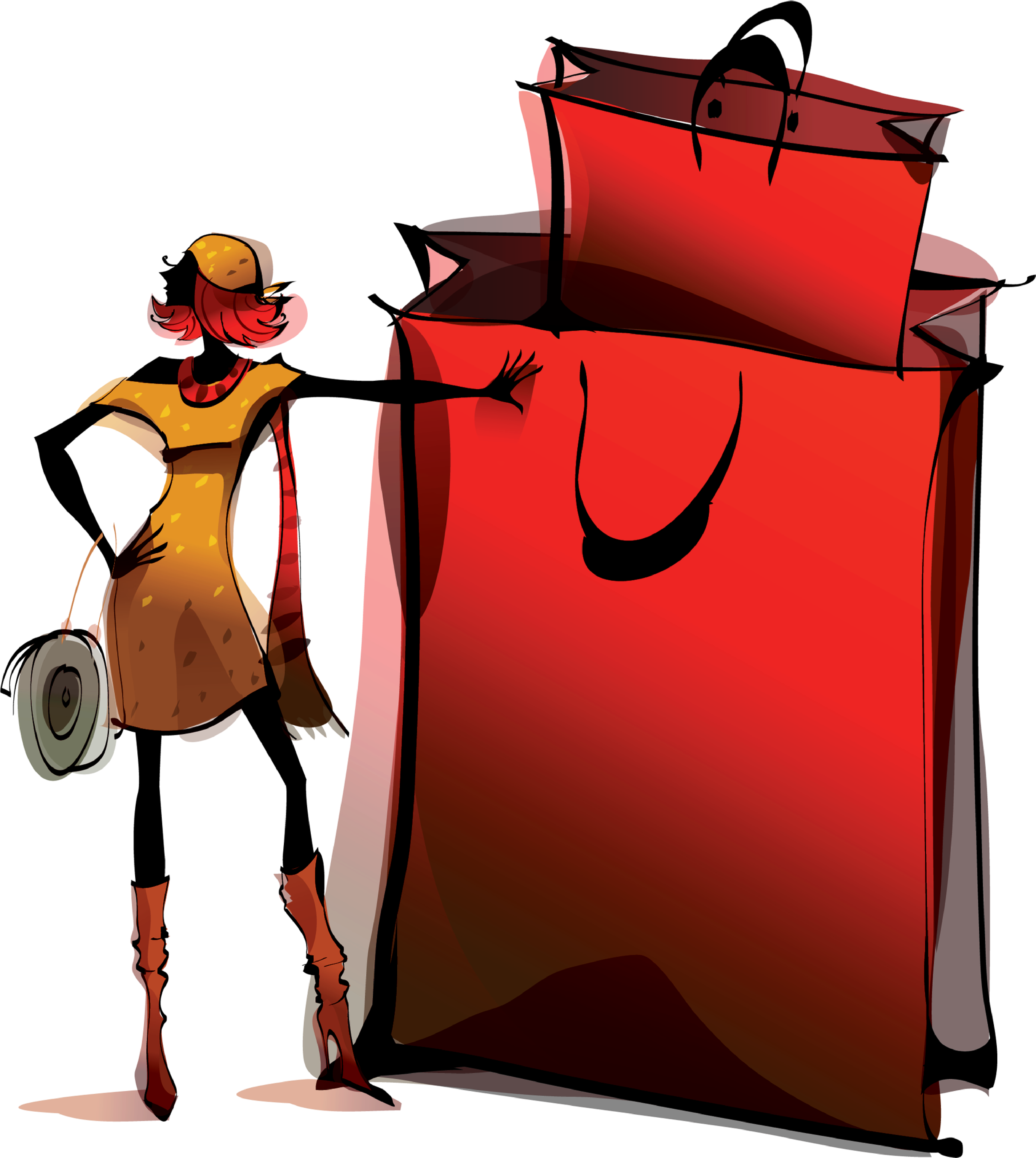 Shopping Girl Hand-painted Watercolor 4134*4451 - Glamour (4134x4451), Png Download