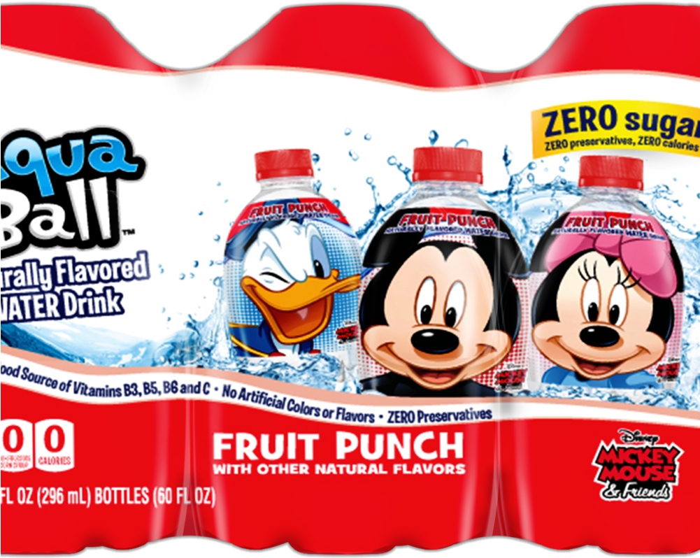 6 Pack Shrink Cgi Fruit Punch - Aqua Ball Water Drink, Fruit Punch, Disney Mickey Mouse (1000x1000), Png Download