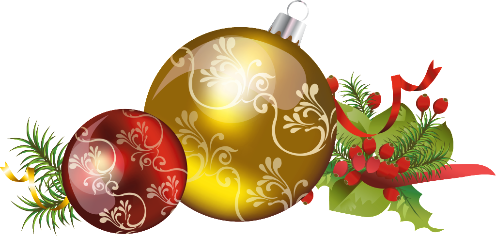 Cartoon Christmas Decoration Ball Png - Christmas Decorations Transparent Background (1024x489), Png Download