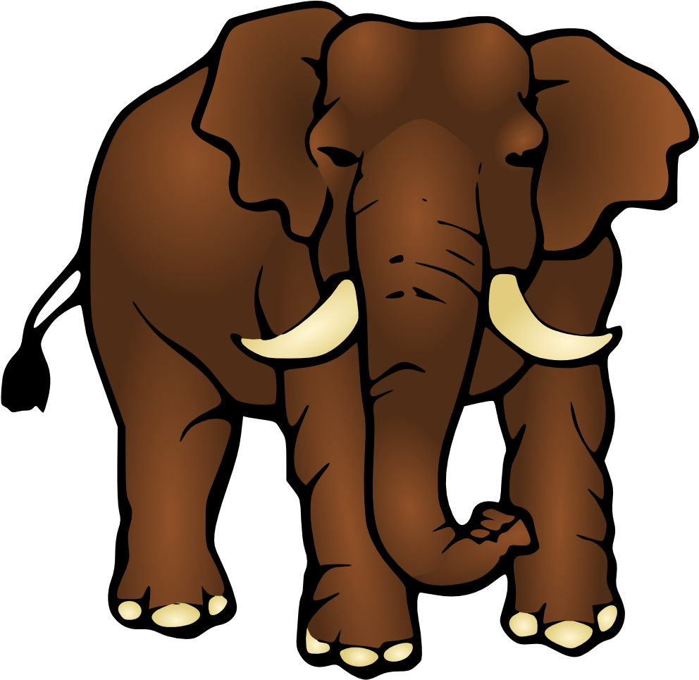 Asian Elephant Clipart Large Elephant Free Clipart - Brown Elephant Clipart (999x972), Png Download