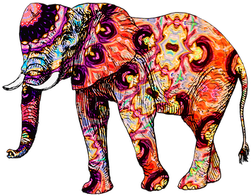 Asian Elephant Clipart Land Animal - Colorful Elephant Throw Blanket (374x340), Png Download