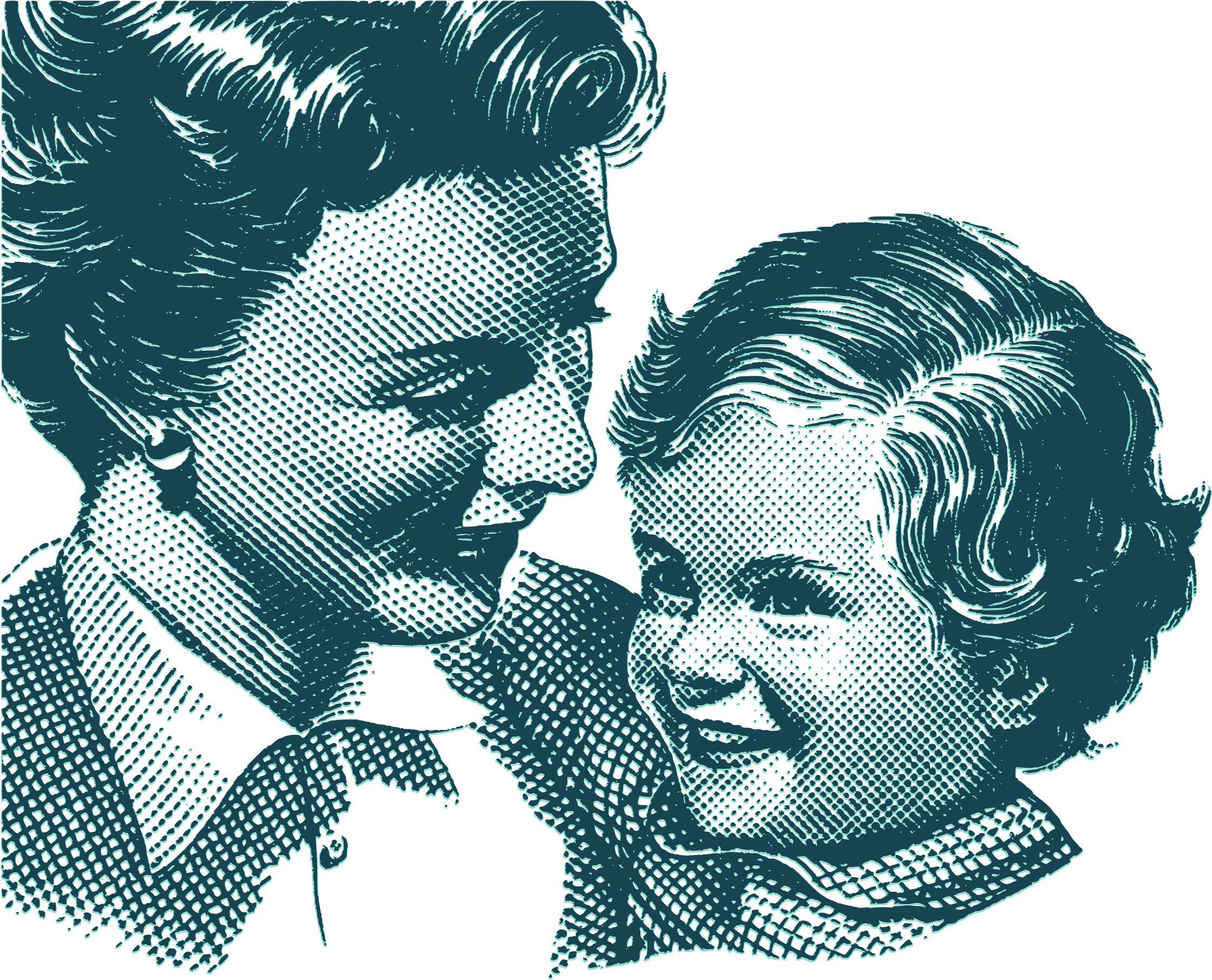 This Free Icons Png Design Of Vintage Mother Daughter (2400x1974), Png Download