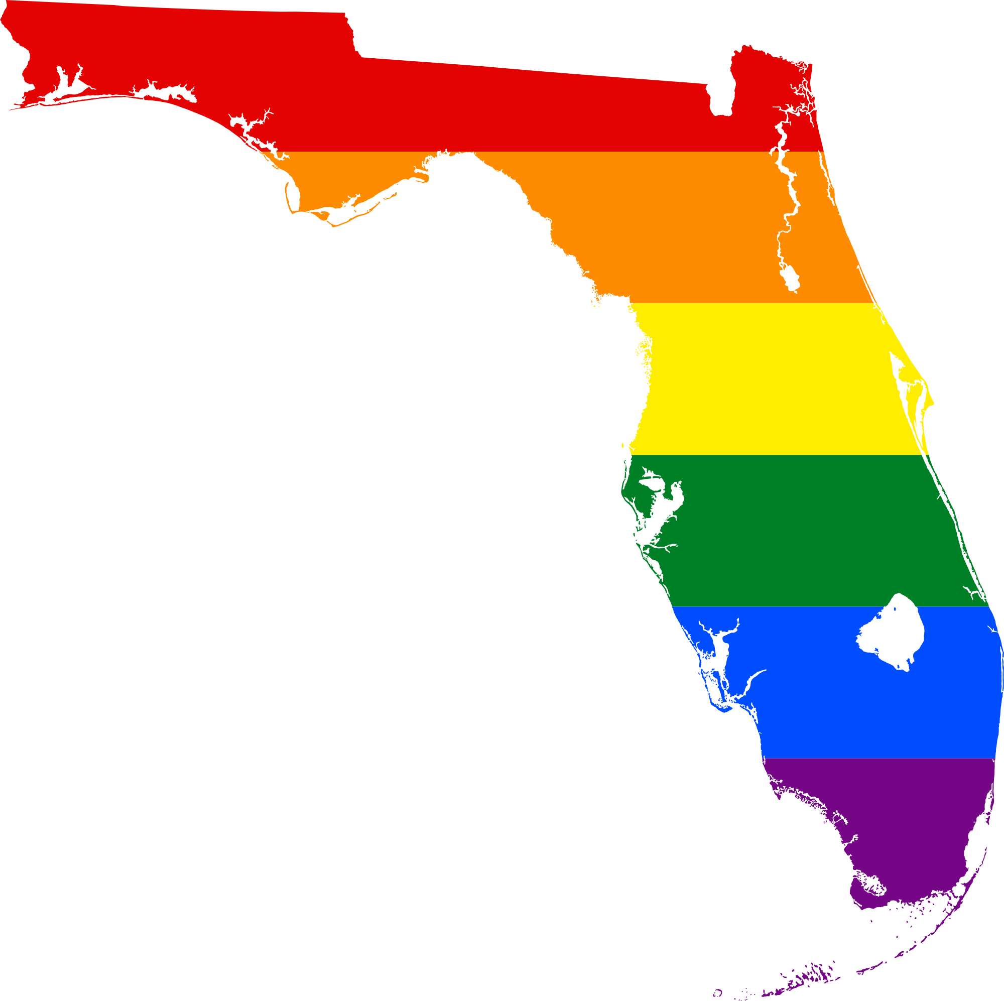 Lgbt Flag Map Of Florida - Lgbt Florida (2000x1994), Png Download