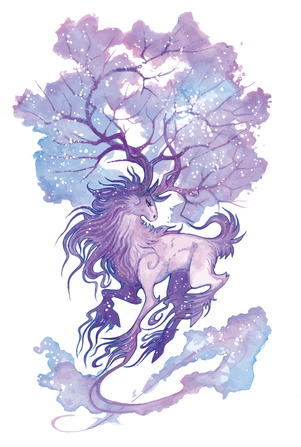 Hand-painted Cartoon Moose Transparent Material - Manga Fantasy Legend Of The Cryptid Hello (1024x1518), Png Download