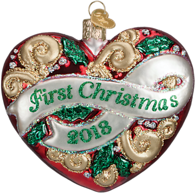 2018 First Christmas Heart Ornament - Old World Christmas 30038 First Christmas Heart 2017 (442x442), Png Download