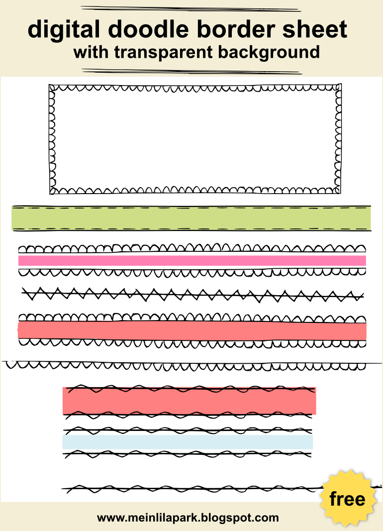 Free Digital Doodle Border Sheet And Border Png's Playful - Sticker (770x1067), Png Download