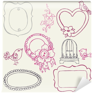 Sweet Doodle Frames With Birds And Flower Elements - Stock Illustration (400x400), Png Download