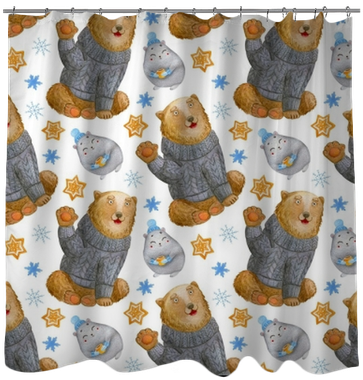 Watercolor Seamless Pattern With Cute Smiling Sitting - Black Cat (400x400), Png Download