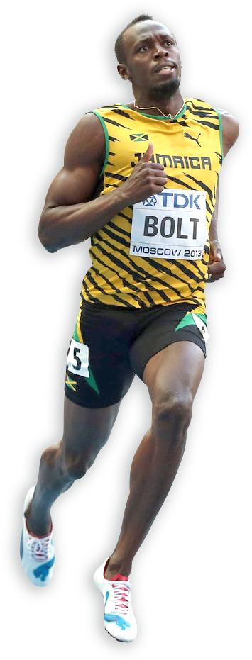 44,7km/h - Usain Bolt Corriendo Png (377x953), Png Download