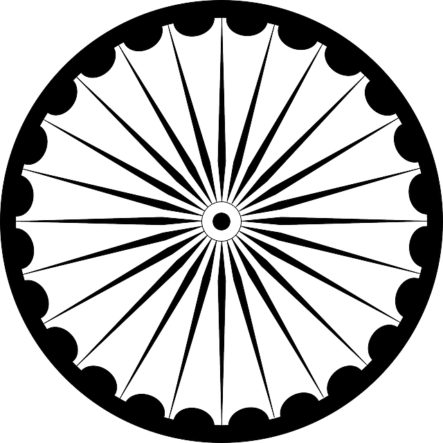 Eye, Black, Fan, Symbol, Design, Sun, Flower, Circle - Ashok Chakra Clipart Black And White (640x640), Png Download