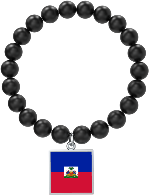Black Haitian Flag Bracelet - 8mm Rose Quartz Bracelet (1024x1024), Png Download