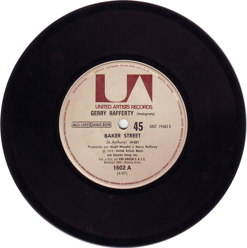 Disco De Vinilo 45 Rpm Baker Street Gerry Rafferty - Phonograph Record (1050x1053), Png Download