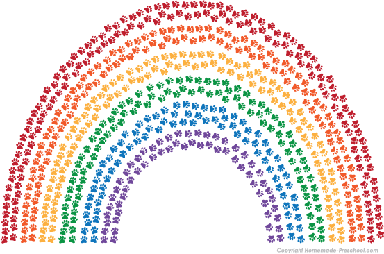 Paw Clipart Rainbow - Rainbow Paw Print Background (553x366), Png Download