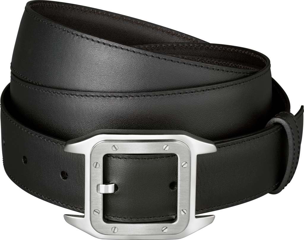 Santos 100 Beltblack Cowhide, Palladium-finish Buckle - Ceinture Santos (1024x807), Png Download