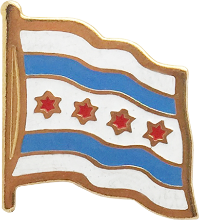 City Of Chicago Flag Lapel Pin - Flag (408x450), Png Download