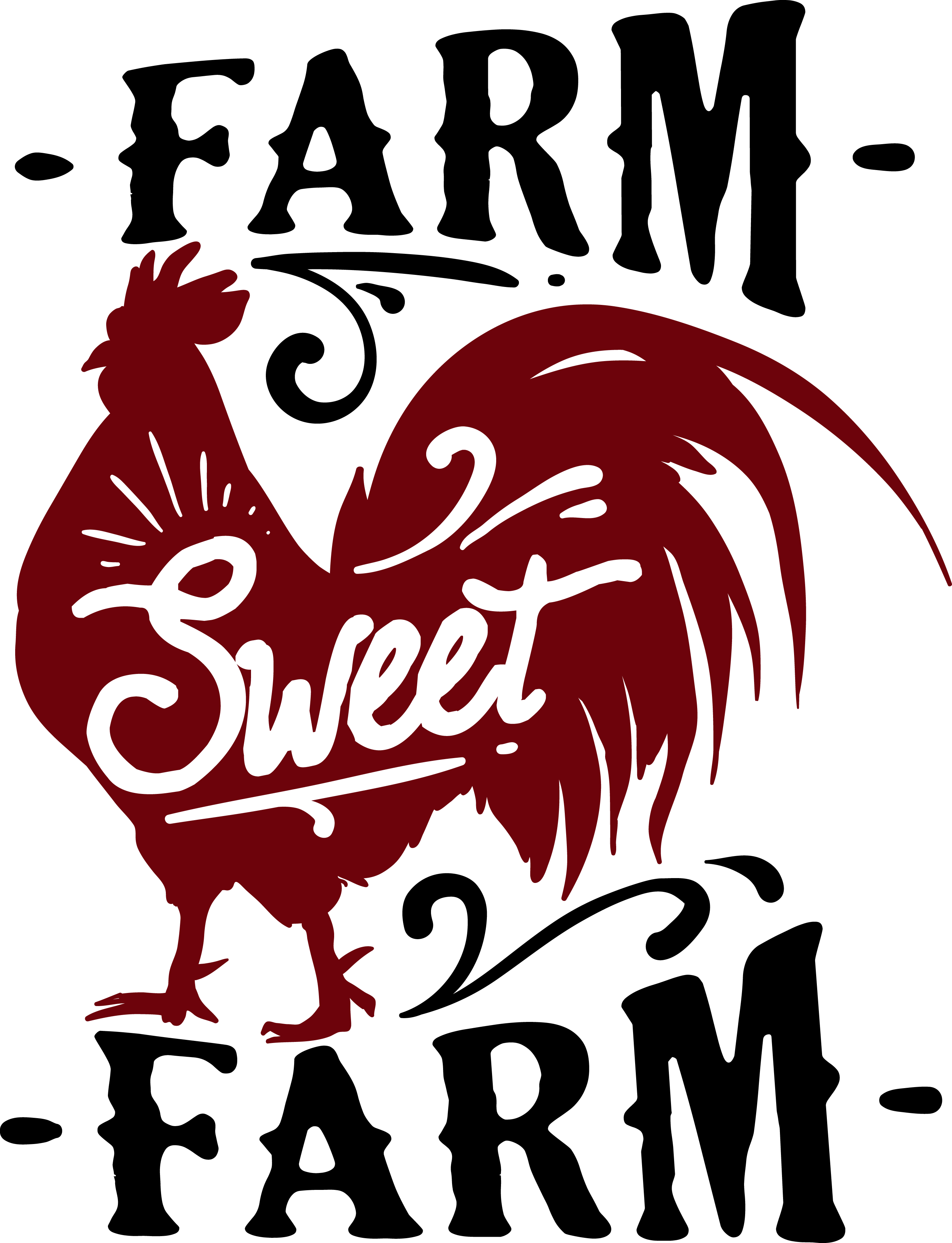 Cow, Chicken - Farm Sweet Farm Country Rooster Tshirt For Chicken (2761x3604), Png Download