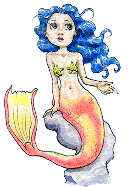 Mermaid Rock Bluehair Sticker (618x618), Png Download