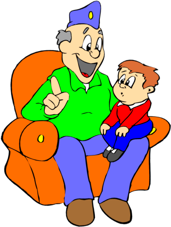 Grandpa Talking To Son Clipart - Grandpa And Grandson Clipart (350x460), Png Download