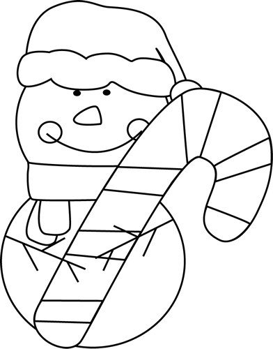 Black And White Black And White Christmas Snowman With - Candy Cane Images Black And White (392x500), Png Download