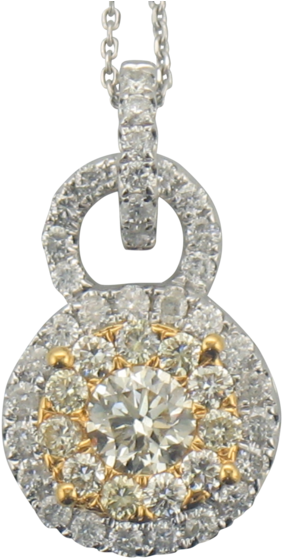 14k White Gold White And Yellow Diamond Pendant (1000x750), Png Download