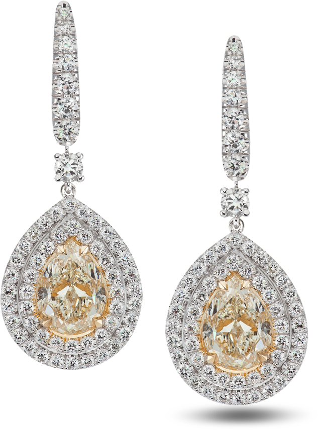 Earrings Krystal Halo Yellow Diamond Pave Steven Kirsch - Earrings (1000x1000), Png Download