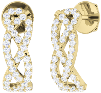 Diamond Woven Earrings 9 Carat Yellow Gold - Stylerocks Diamond White Gold Woven Diamonds Drop Earrings (500x500), Png Download