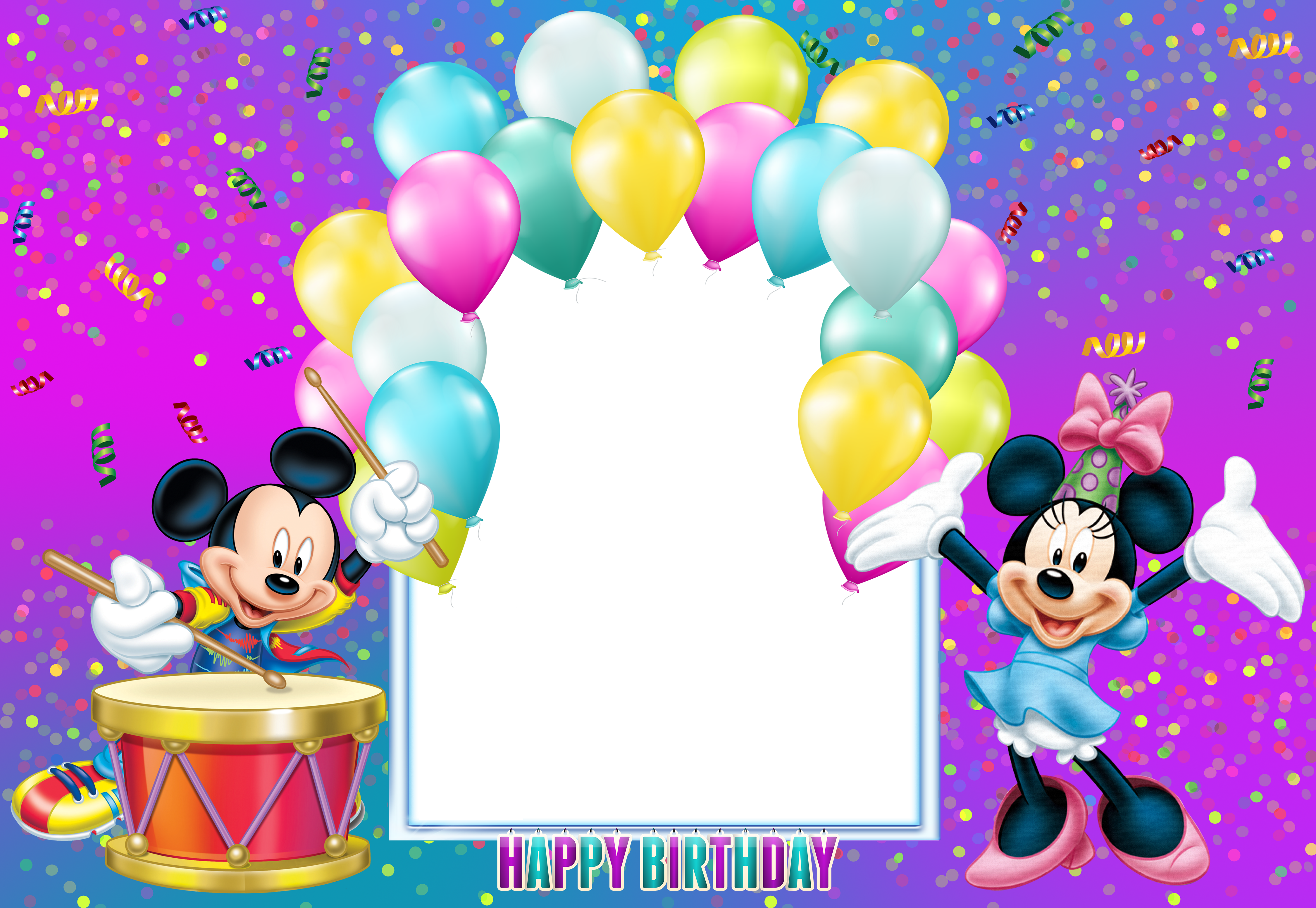 Mickey Mouse Photo Frame Birthday (4500x3105), Png Download