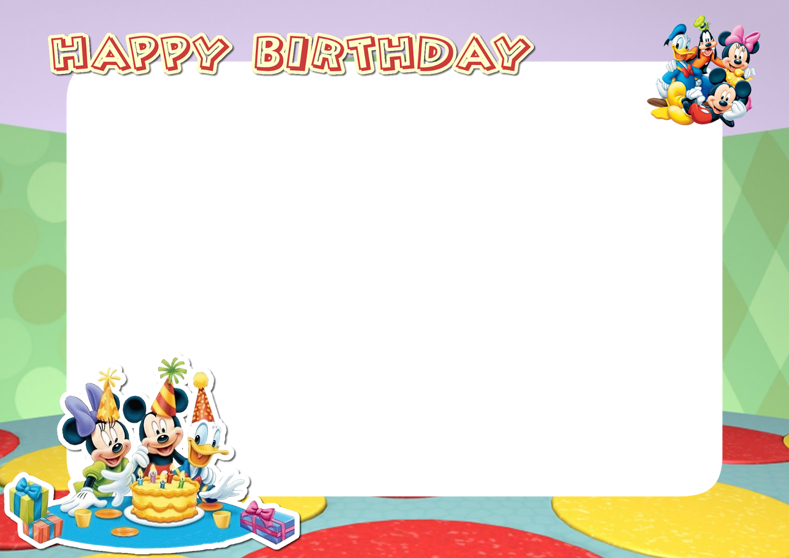 Download Free Printable Mickey Mouse Friends Birthday - Mickey Mouse Photo Frame Birthday (1600x1132), Png Download