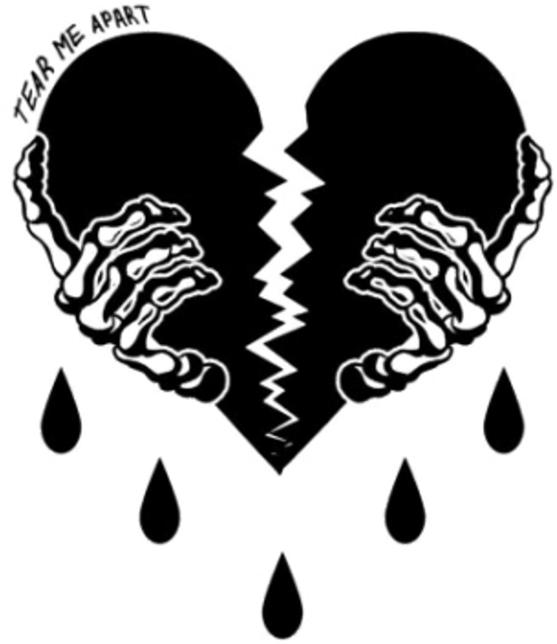 Skeletonhand Heart Heartbreak Black Tear Brokenheart - Black Heartbreak (1024x1024), Png Download