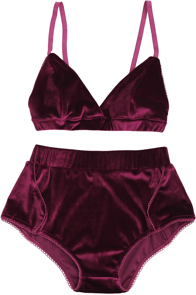 Product Details - High Waist Velvet Bra Set (800x1064), Png Download