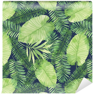 Tropical Seamless Pattern With Leaves - Leaves Watercolor Background (400x400), Png Download