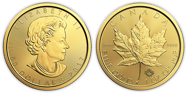 Monex Product Gold Canadian Leafs - Canadian Maple Leaf Coin (600x300), Png Download