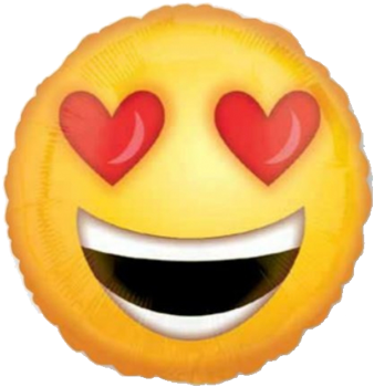 Emoji Love Foil Balloon - Heart Eyes Smiley Valentine's Day Balloon (350x366), Png Download