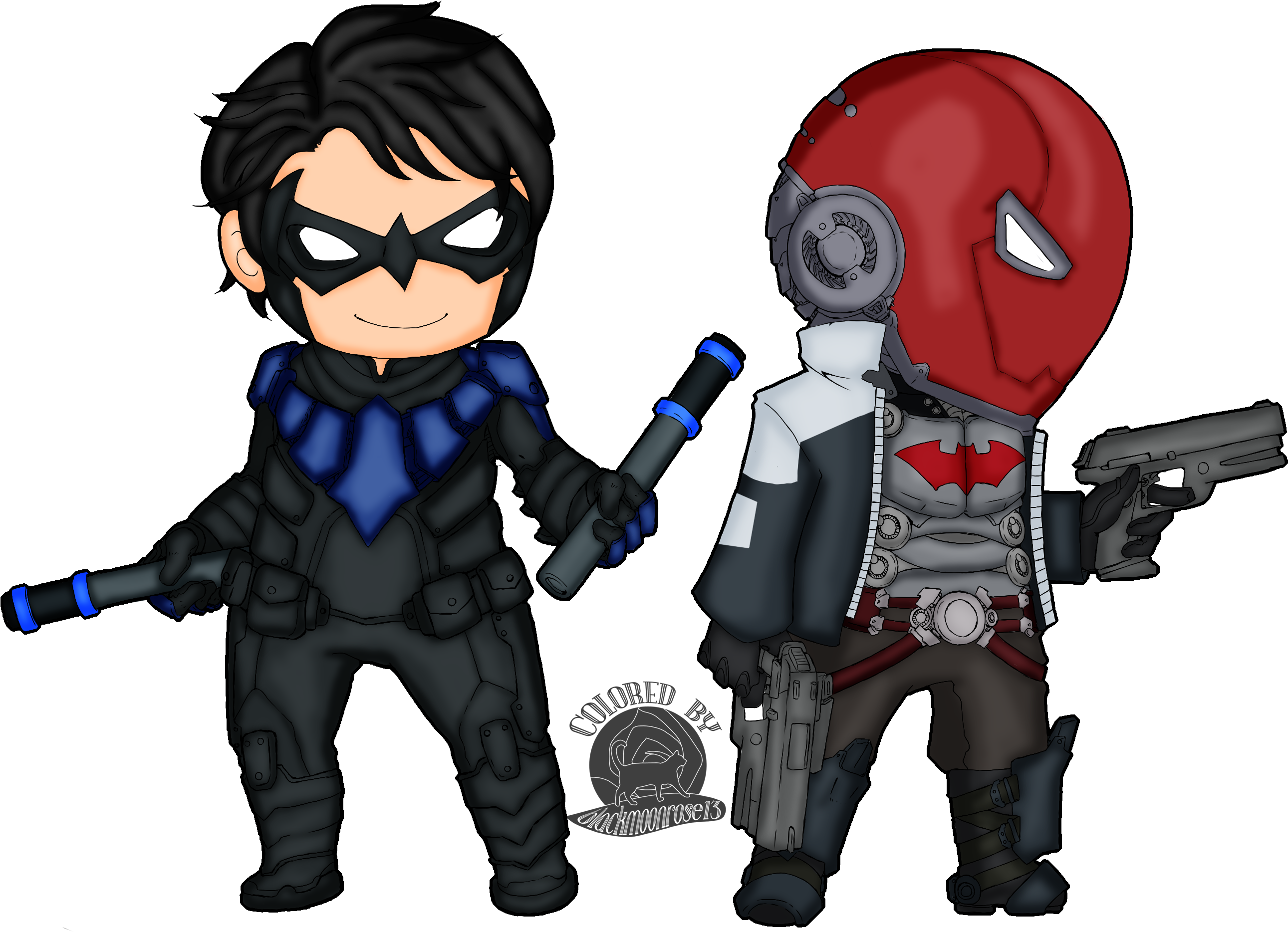 Nightwing And Red Hood - Nightwing And Red Hood Cartoon (2763x2019), Png Download