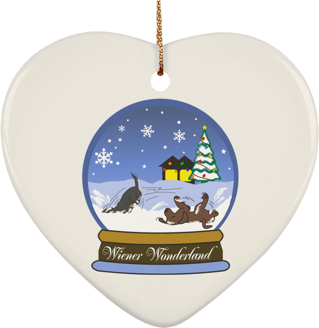 Snow Globe Christmas Ceramic Heart Ornament - Ceramic (1155x1155), Png Download