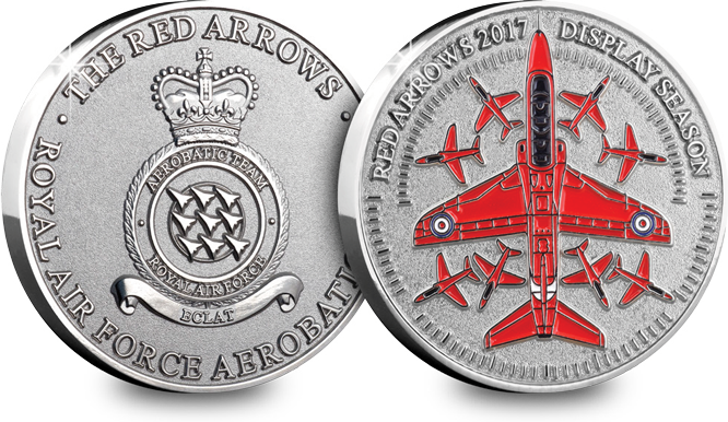 Red Arrows 2017 Display Season Medal Obverse And Reverse - Red Arrows Coin 2017 (666x386), Png Download