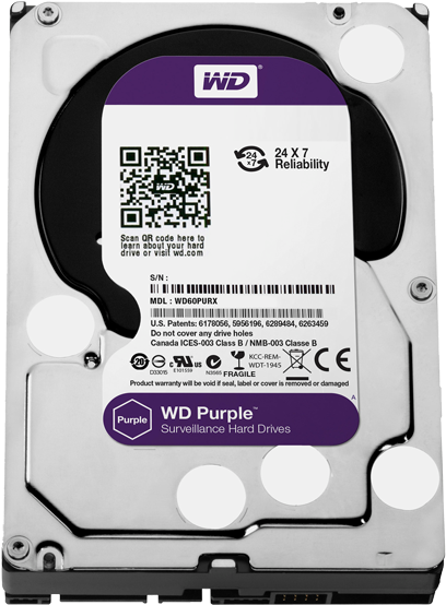 Lts Dhwd10purx Western Digital Purple Surveillance - Wd 4tb Purple Surveillance Internal Hard Drive (wd40purx) (600x600), Png Download