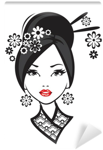 Black And White Illustration Of Elegant Japanese Woman - Donne Giapponesi Bianco E Nero (400x400), Png Download
