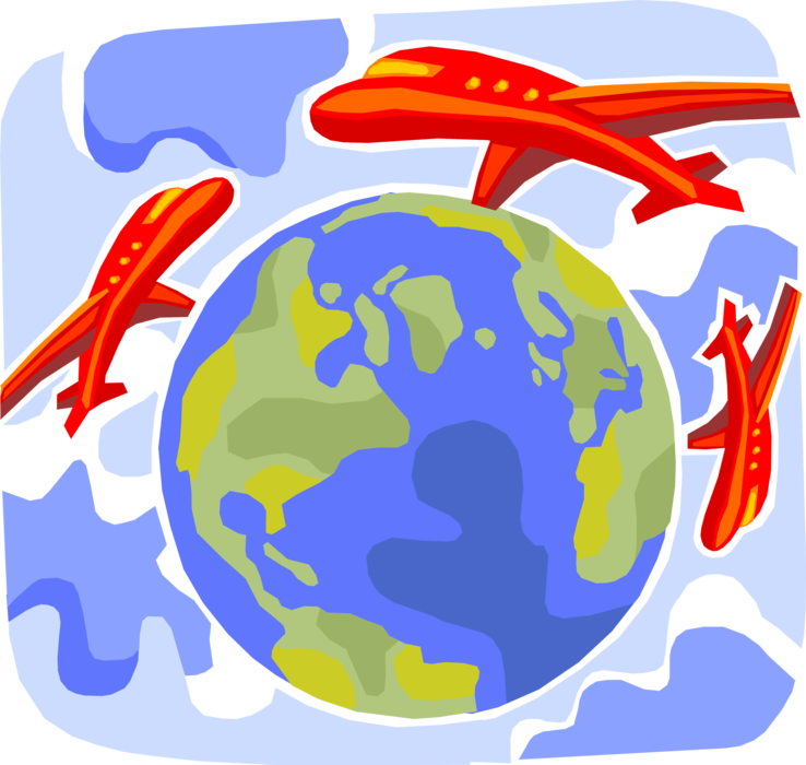Vector Illustration Of Commercial Passenger Jet Aircraft - Earth (738x700), Png Download
