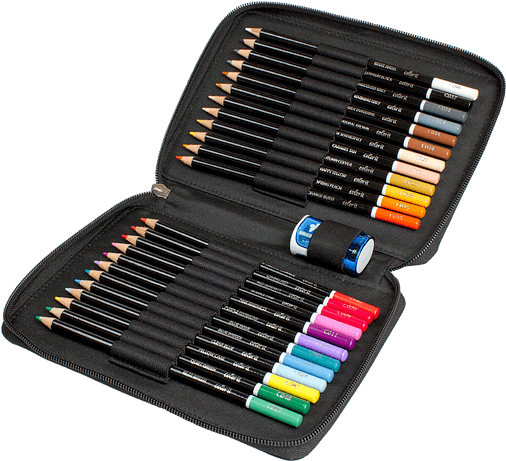 Premium 24 Colored Pencil Set With Case And Sharpener - Colorit Colored Pencil Set Of 24 - Includes Premium (515x600), Png Download