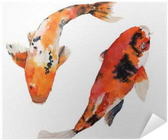 Watercolor Oriental Rainbow Carp Set - Carpe Koi Aquarelle (400x400), Png Download
