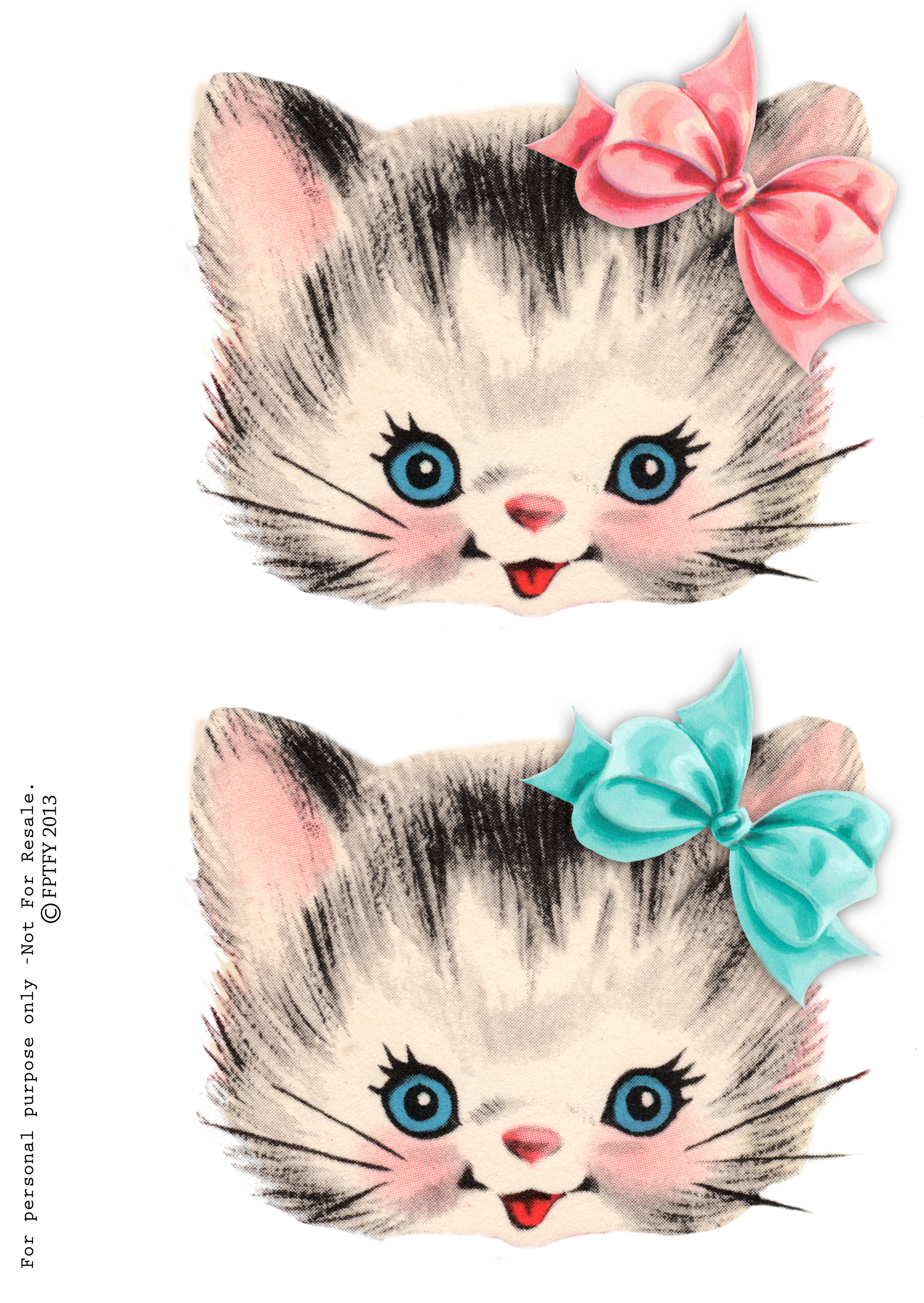 Free Vintage Kitty Clipart By Fptfy 2,550×3,300 - Vintage Kitty (2550x3300), Png Download
