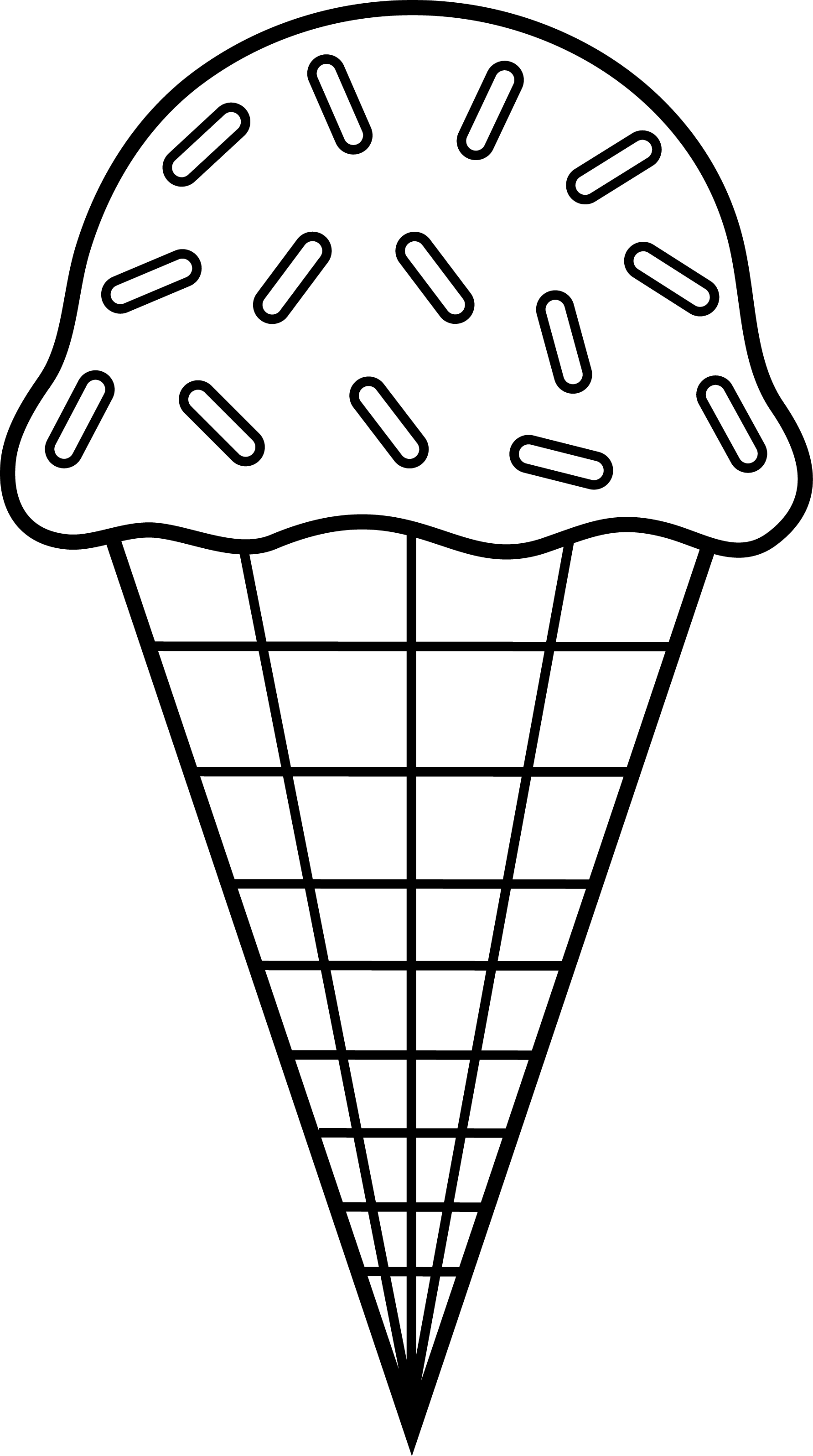 Colorable Ice Cream Line Art - Ice Cream Black And White (1783x3192), Png Download