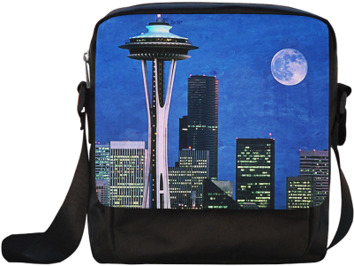 Seattle Space Needle Watercolor Crossbody Nylon Bags - Blue Seattle Blue Seattle Blue Seattle 60" Curtains (500x500), Png Download