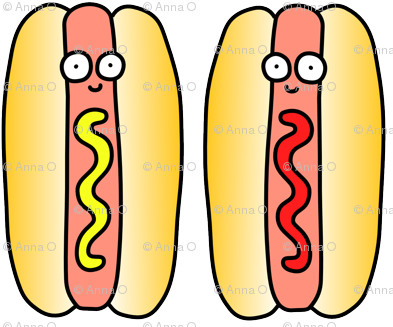 Hot Dog White - Watermelon Fabric - Hot Dog Andwatermelon Plushie - (400x335), Png Download