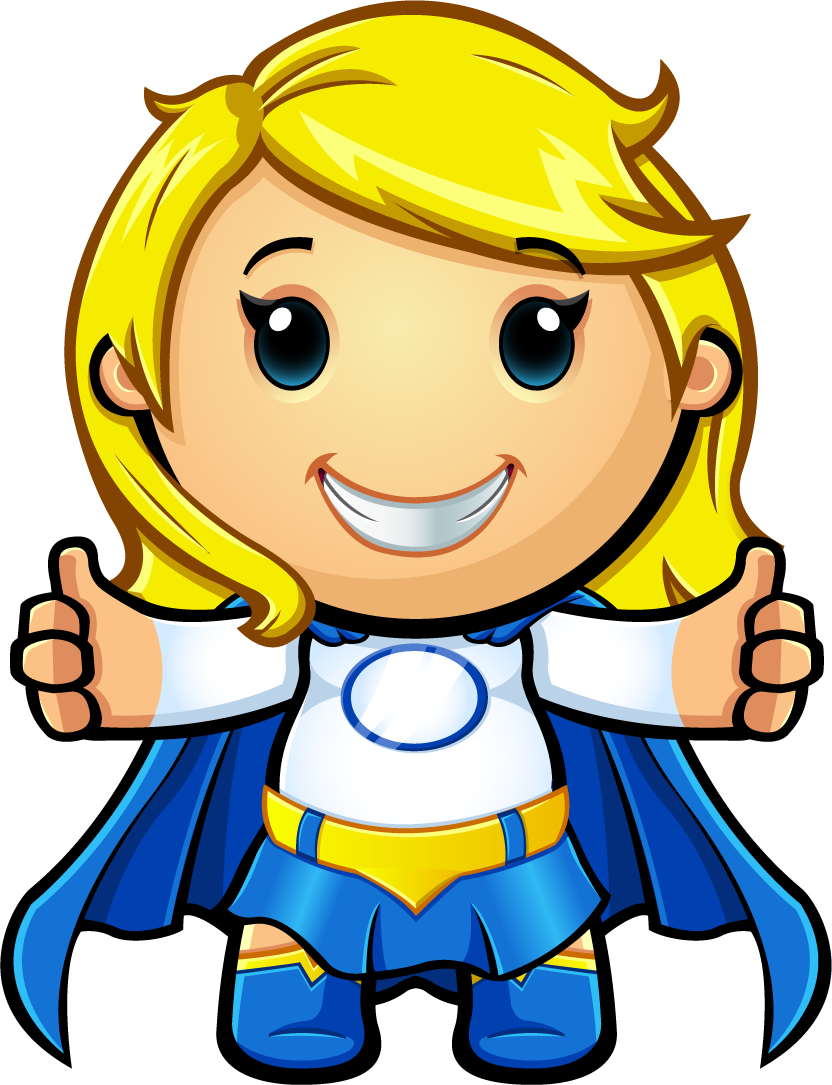 Blue And White Super Girl - Girl Thumbs Up Cartoon Png (832x1085), Png Download