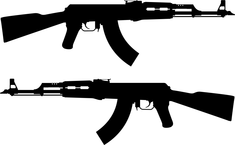 Free Ak Rifle Silhouette - Ak 47 Silhouette (750x462), Png Download