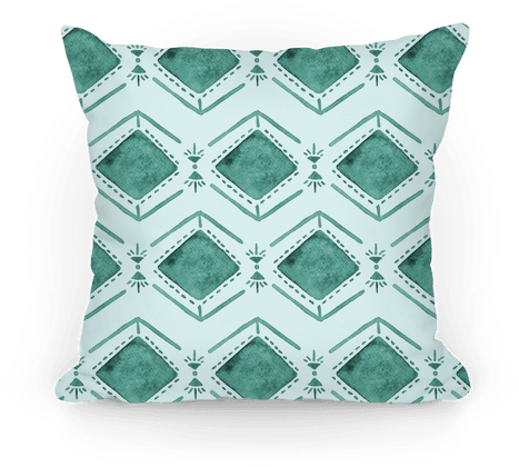 Turquoise Watercolor Tribal Pattern - Throw Pillow (484x484), Png Download