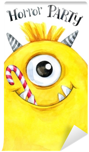 Watercolor Head Of A Monster With Sweets In The Mouth - Piirretyt Hirviöt (400x400), Png Download